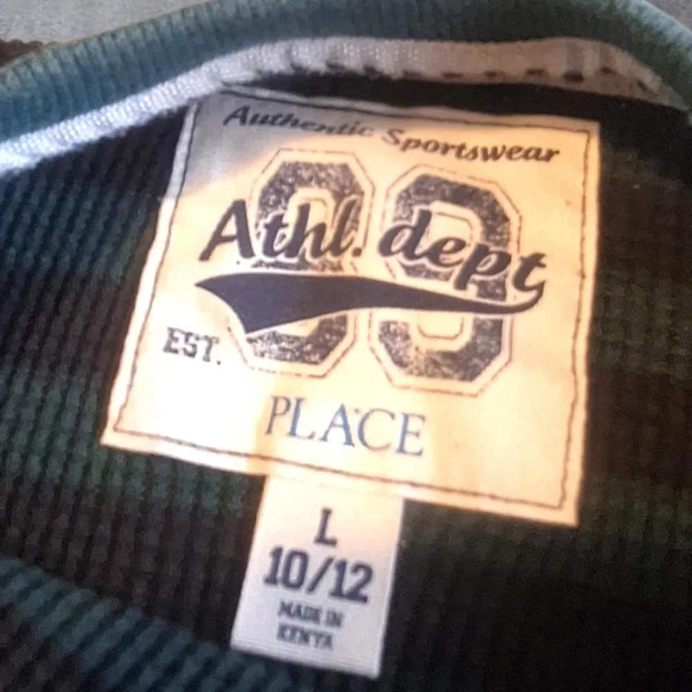 ATHLETIC Boy's Striped Crewneck Sweater in Blue and Gray